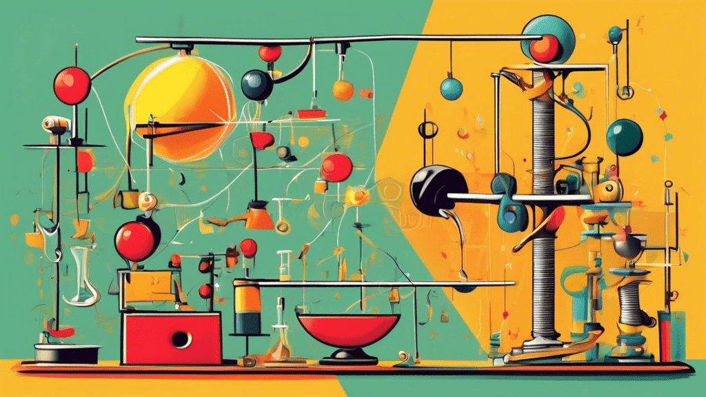 A Rube Goldberg machine performing a simple task