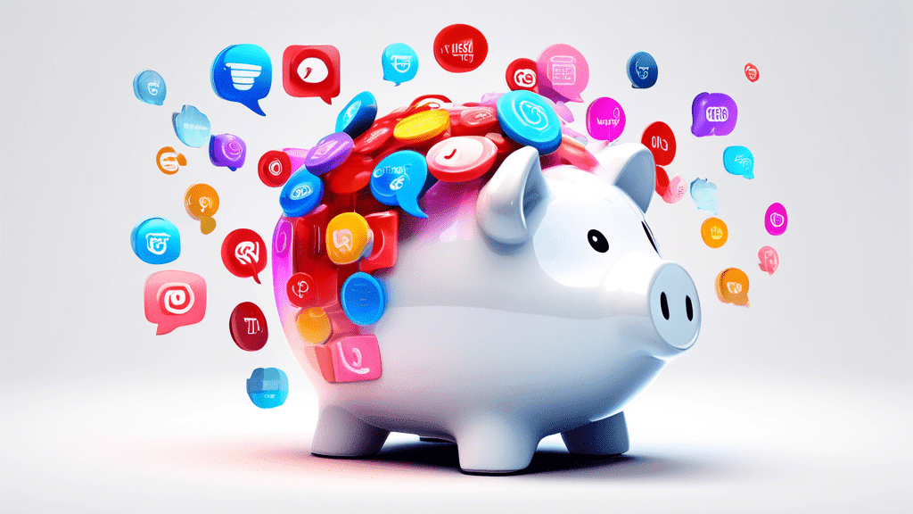 A DALL-E prompt for an image related to the article Twilio Pricing: Understanding the Costs of Communication Services:nnA 3D rendered image featuring a large, transparent piggy bank filled with colorf