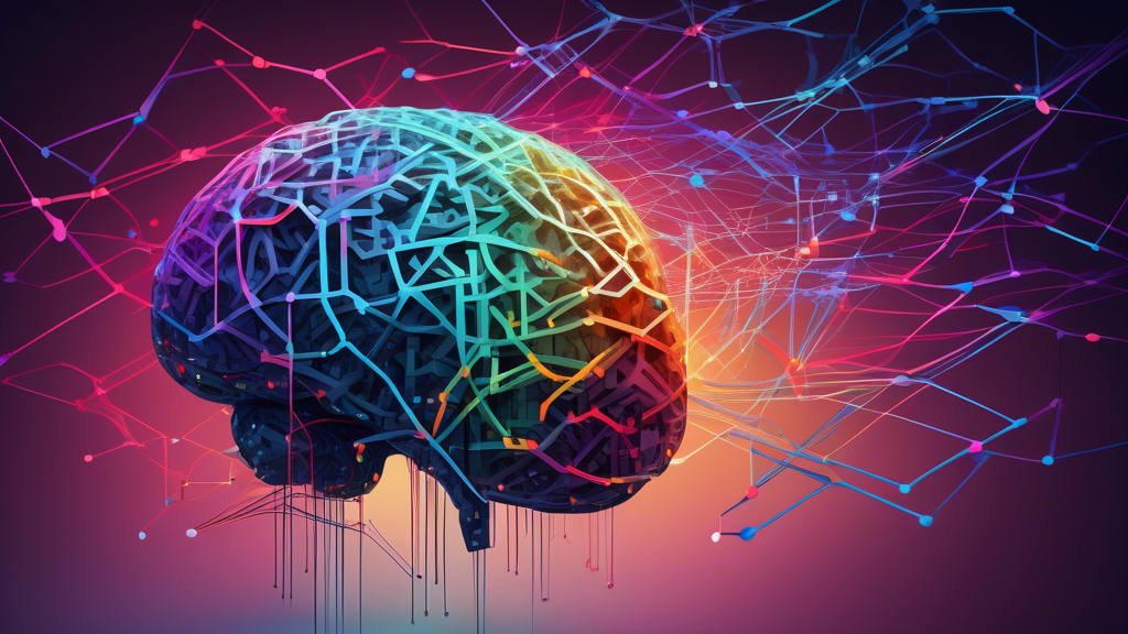 A brain made of interconnected computer code, searching through a network of information, with the Yext logo in the background.
