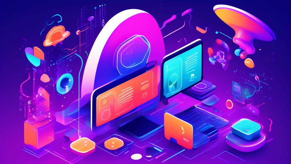 DALL-E Prompt:nA vibrant digital illustration showcasing the GoHighLevel platform as a central hub, with various marketing tools and features orbiting around it, including a funnel, a chat bubble, an