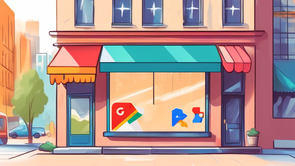 A storefront with a Google Maps pin on the awning and a 5-star review