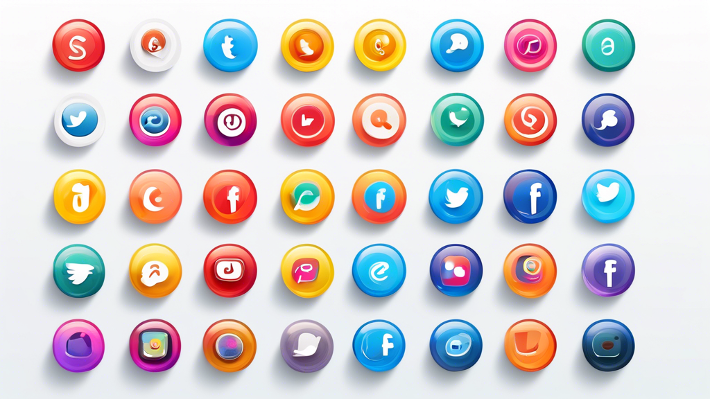 Prompt: A minimalist, clean website layout displaying a vertical list of colorful, rounded buttons, each representing a different social media platform or external link, against a plain white backgrou