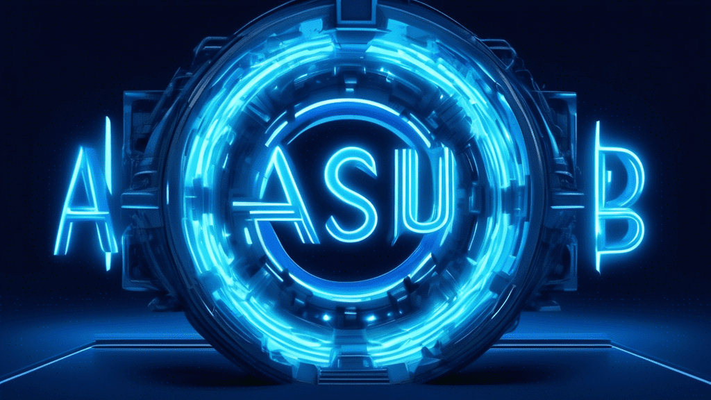 A futuristic portal glowing blue with the letters ASUB floating in the center.