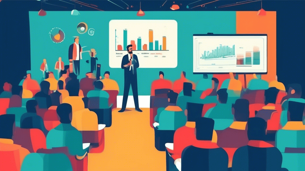 A man giving a presentation on digital marketing to a large audience.