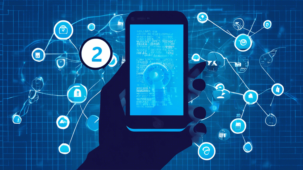 DALL-E Prompt: A hand holding a smartphone with a magnifying glass hovering over it, searching for information about a phone number carrier on the illuminated screen, set against a blue background wit