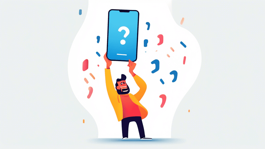 DALL-E Prompt:nA frustrated person holding an Android smartphone with a large exclamation mark hovering over the voicemail notification icon, set against a minimalist white background.