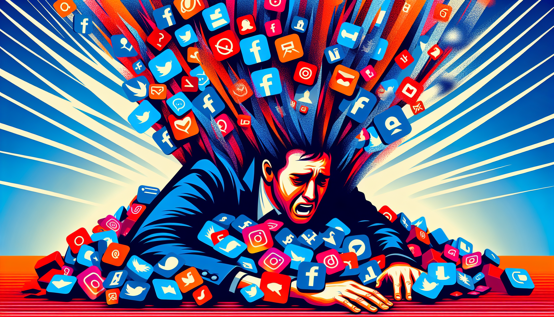 A frustrated person overwhelmed by too many social media links, desperately searching for a better solution than Linktree.