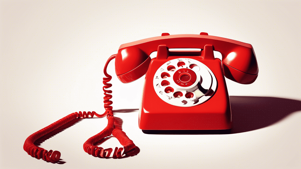 DALL-E Prompt: A vintage rotary telephone with a red question mark displayed on its dial, casting a suspicious shadow on a white background.
