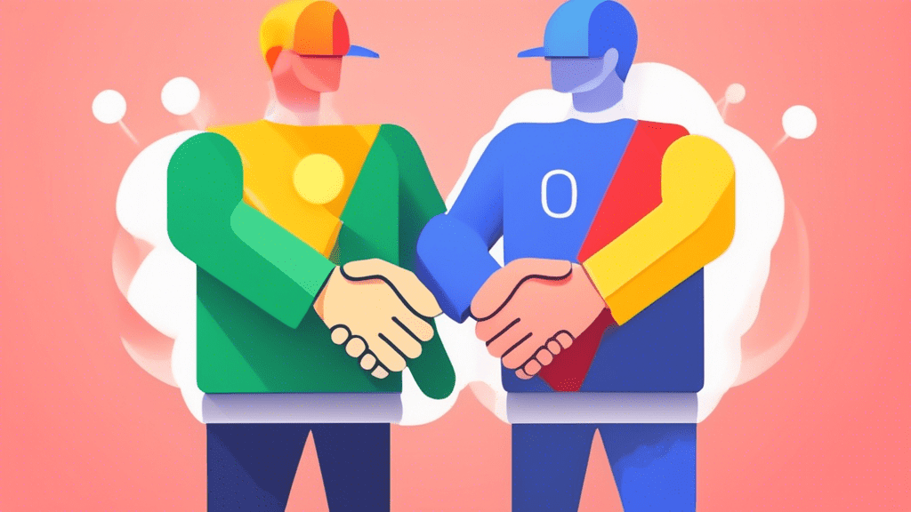 A handshake between the Google Business Profile logo and the Google Ads logo, with a glowing connection between them.
