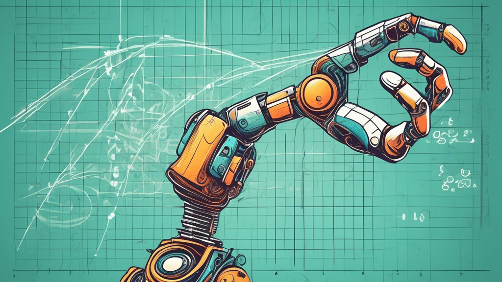 A robot hand drawing a tangent line on a graph with a complex mathematical equation.