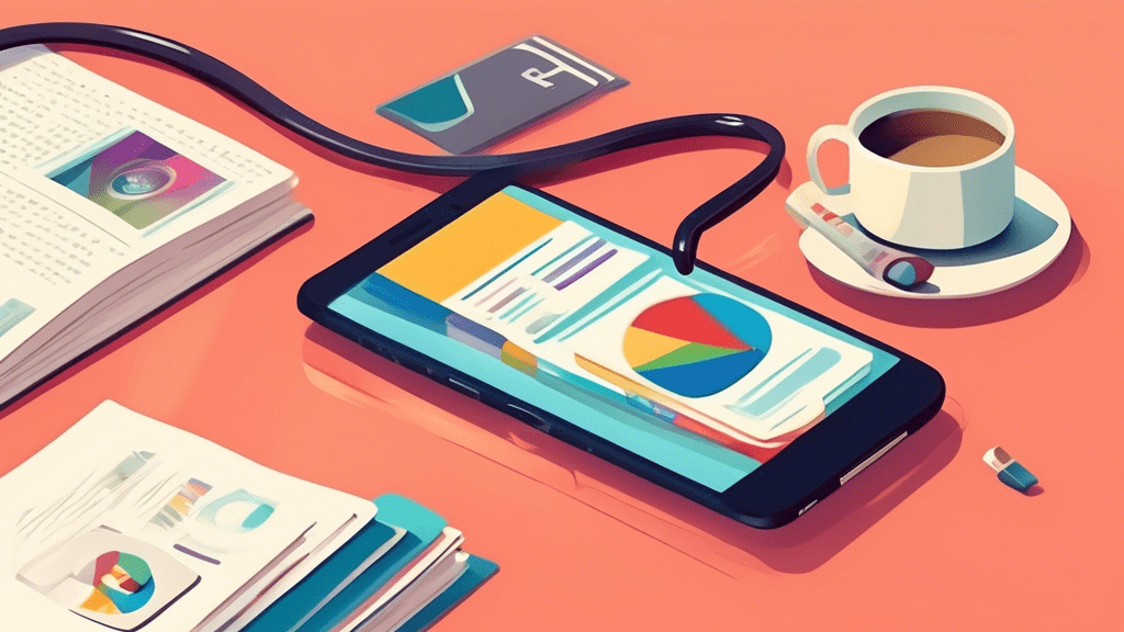 A smartphone displaying a Google Business Profile with a magnifying glass hovering over it and a guidebook leaning against the phone.