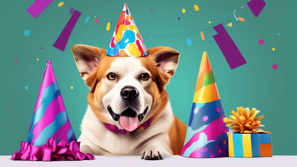 A frustrated business owner struggling to resize an image of a dog wearing a party hat for a Google Business Profile event titled Pawty Time.