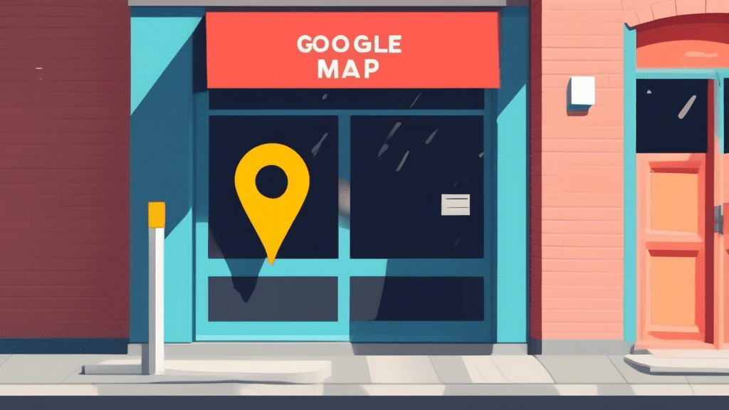 A storefront with a Google Maps pin stuck through a Temporarily Closed sign hanging on the door.