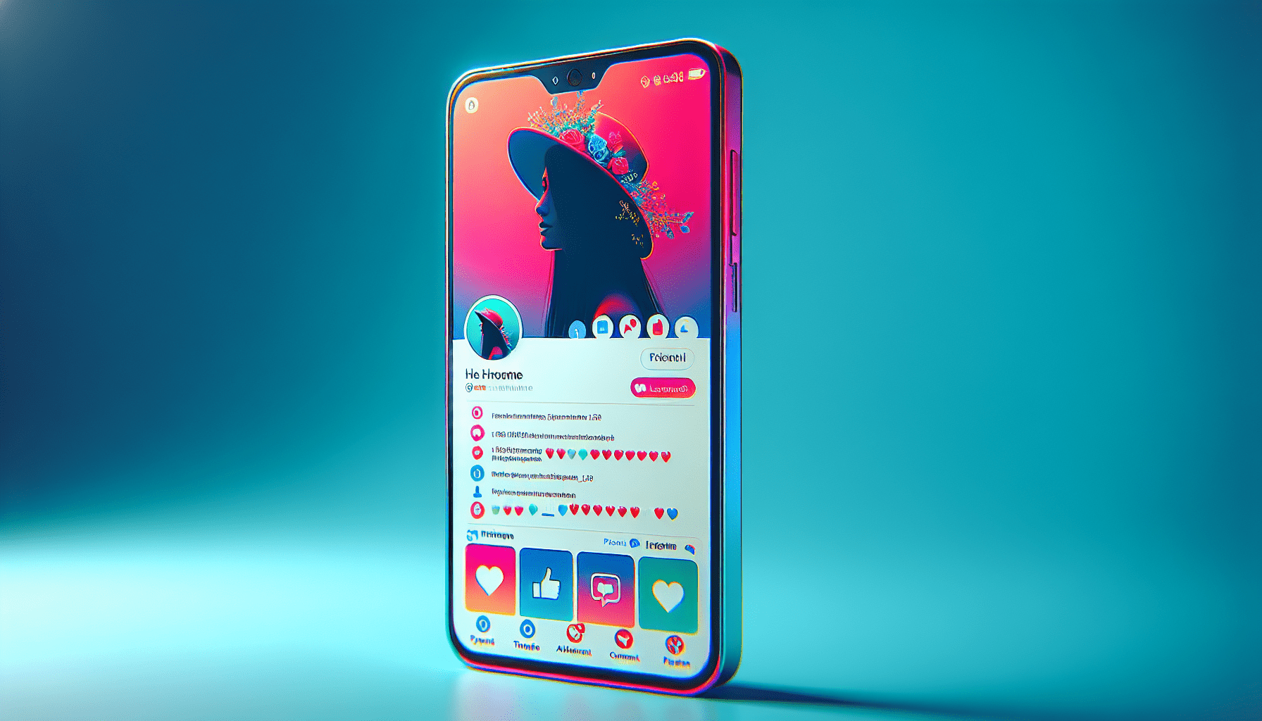 A smartphone with the Instagram app open on the screen, displaying the profile page of a Creator Account with high engagement.