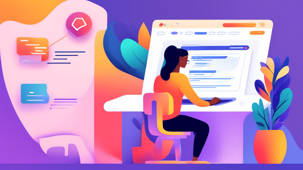 Prompt: An illustrated image showing a person sitting at a computer accessing their Funnel Scripts account. The screen displays a login page with username and password fields. Behind the person, there