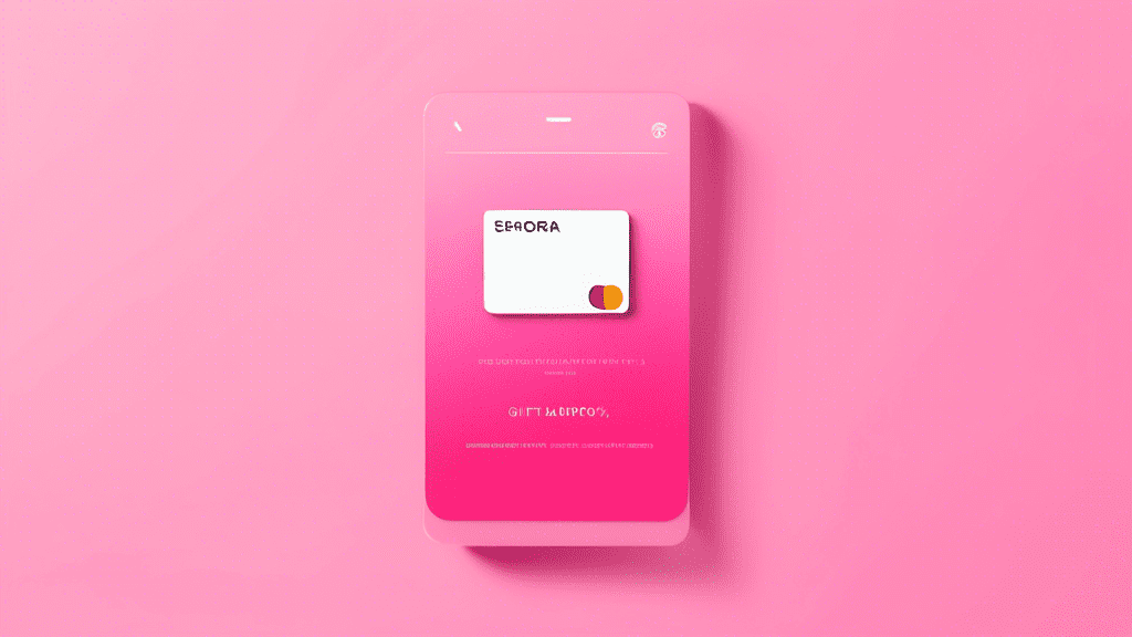 A Sephora gift card with a balance bar loading on a smartphone against a pink background
