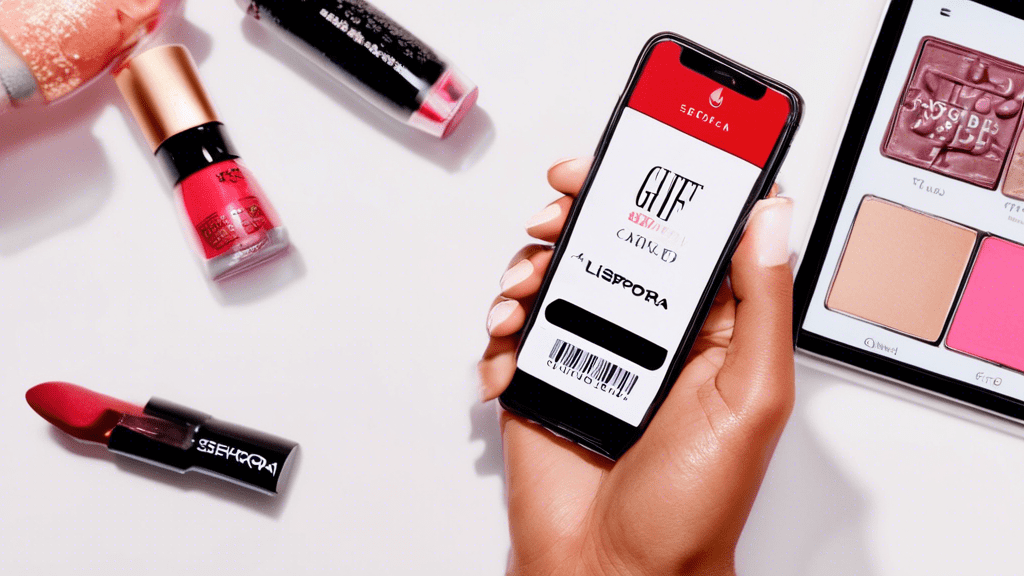 A DALL-E prompt for an image related to the article title How to Check Your Sephora Gift Card Balance:nnA close-up shot of a hand holding a Sephora gift card, with the card's balance displayed on a sm