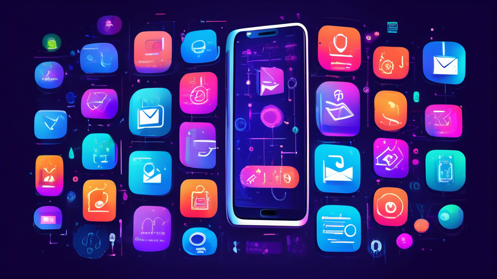 A digital scene portraying various methods to get a free verification number: a sleek smartphone displaying a number generator app, a virtual interface with icons for email, messaging apps, and online