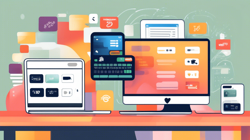 Create an image of a seamless digital interface showcasing the process of integrating Stripe with Apple Pay. The image should feature a laptop screen displaying the Stripe dashboard, an Apple Pay icon