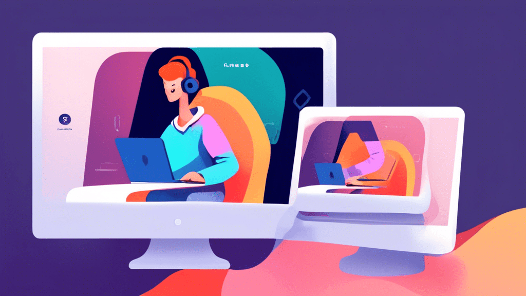DALL-E Prompt: A digital illustration showing a person sitting at a computer, with a browser window open displaying the Namecheap login page. The image should have a clean, modern aesthetic with a foc