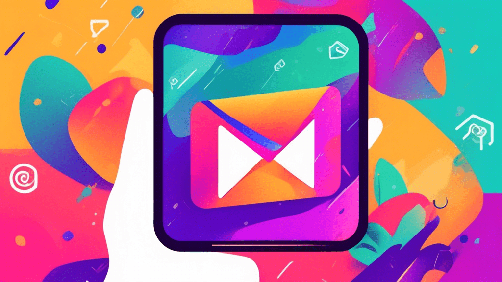 DALL-E Prompt:nA hand holding a smartphone, with an email icon on the screen and a phone number displayed below it, against a colorful abstract background representing the transfer of an email message