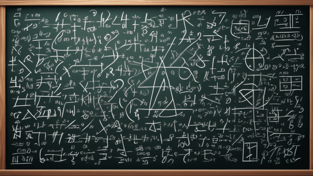 A large language model made of mathematical symbols and equations trying to solve a complex problem on a chalkboard.