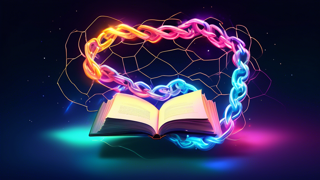A glowing chain link floats in mid-air, emanating a magical aura, with a simple guidebook open beneath it.