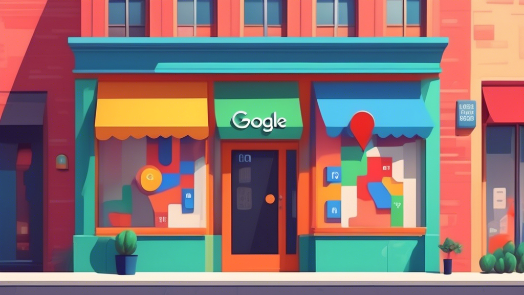 A storefront with a giant Google Maps pin displaying its business hours hovering above it.