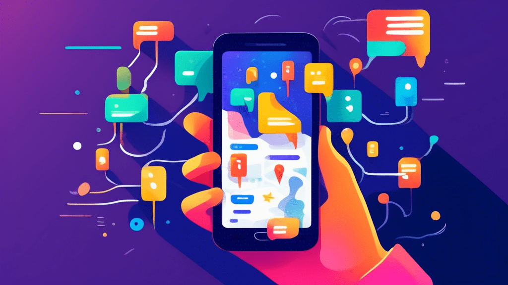 A hand holding a smartphone with a glowing Google My Business logo hovering above it, surrounded by location pins and positive customer reviews.