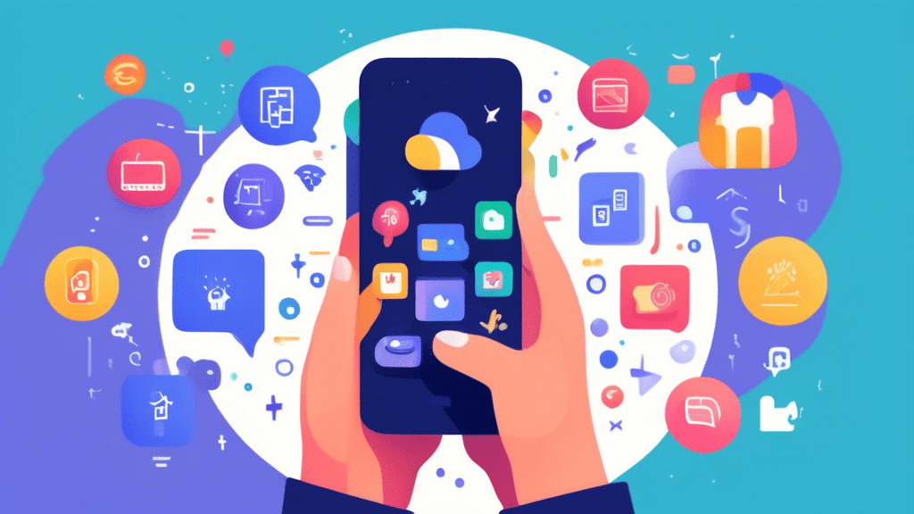A hand holding a smartphone with a glowing Google My Business logo hovering above, surrounded by icons representing key features like reviews, location, and photos.