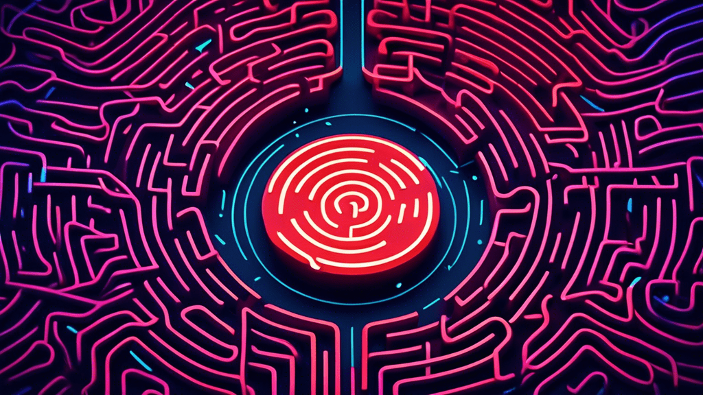 A maze made of telephone cords with a glowing Twilio logo at the center.