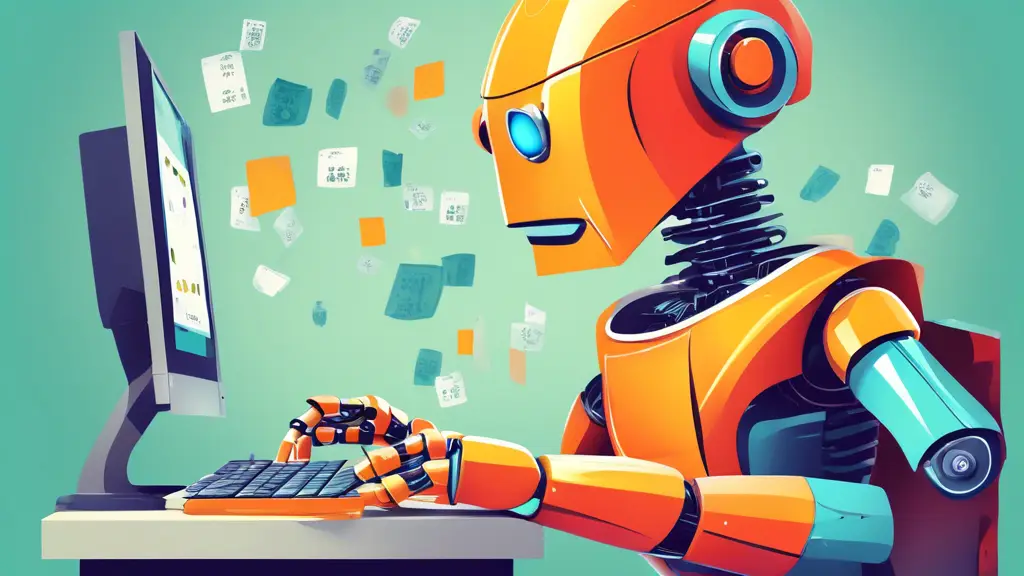 A friendly robot using QuickBooks software to manage finances