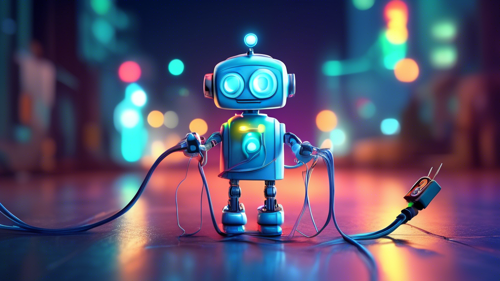 A robot dressed in a doctor costume using jumper cables to bring a glowing Google Maps pin back to life