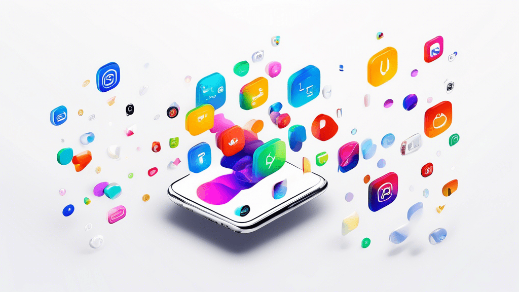 DALL-E Prompt:nA sleek, modern smartphone with a blank white screen, surrounded by various colorful app icons and brand logos, floating in a minimalist white space, symbolizing the potential for custo