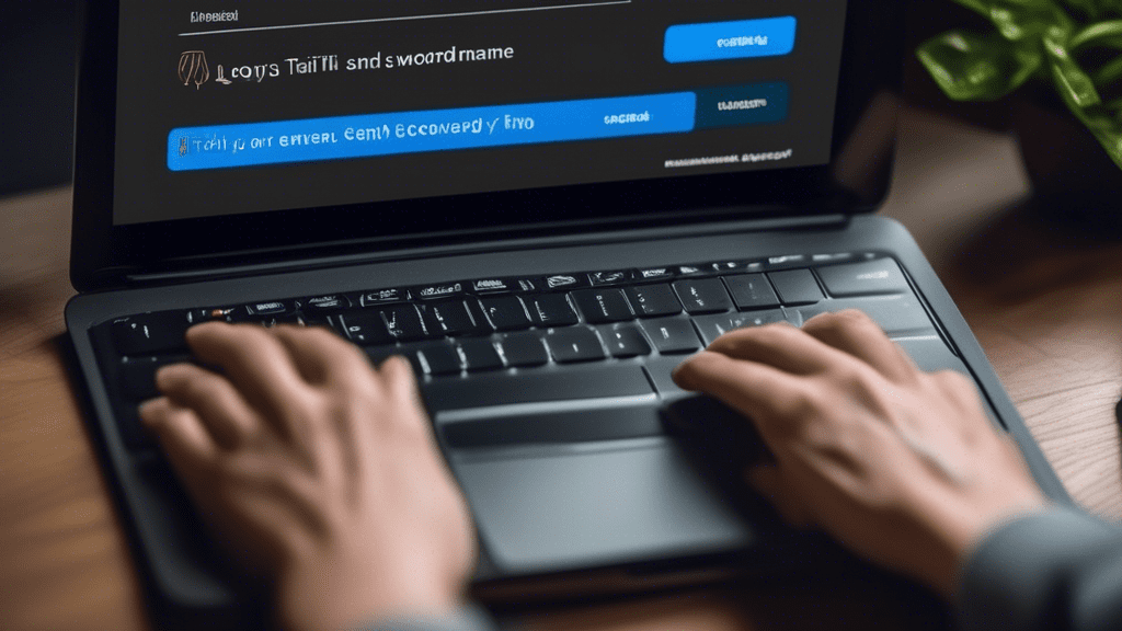 DALL-E Prompt:nA close-up shot of a person's hands typing on a laptop keyboard, with a login screen visible on the laptop display. The login screen shows the Tipalti logo and fields for entering a use