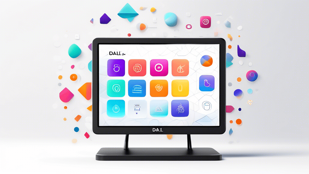DALL-E Prompt: A sleek, modern device with a large touchscreen display showcasing various app icons, including productivity tools, entertainment, and smart home controls, set against a minimalist whit