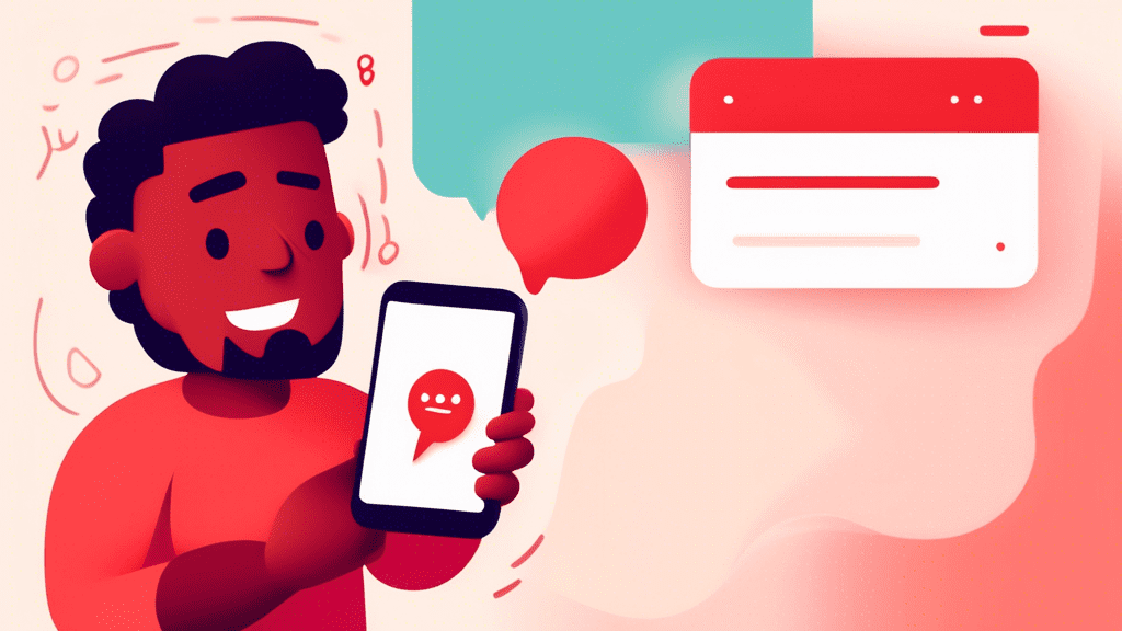 DALL-E Prompt: A frustrated person holding a smartphone, with a large red error message on the screen that reads Unable to Send Message - Message Blocking Is Active. The background is a blurry, abstra