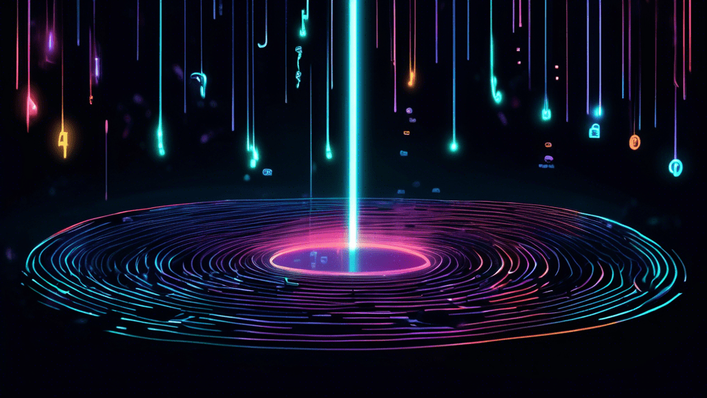 DALL-E Prompt: A mysterious digital landscape with floating lines of code, some of which are glowing while others are fading away into the dark background. In the center, there is a magnifying glass h