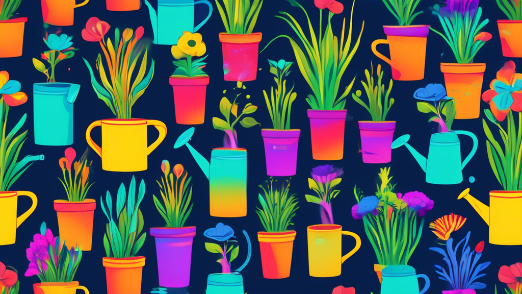A salesperson uses a watering can to pour a glowing liquid onto small, wilting plants labeled leads, transforming them into tall, vibrant plants labeled customers.