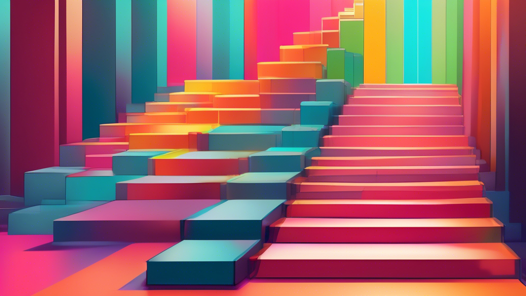 A staircase with Local, Site, Domain, and OU levels, each step containing computer monitors displaying different settings.