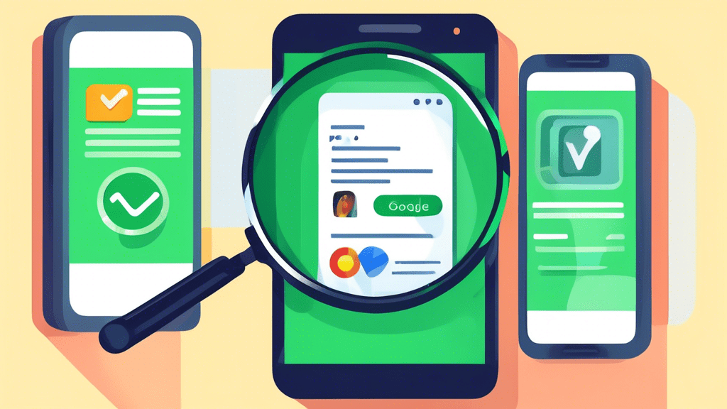 A magnifying glass hovering over a smartphone displaying a Google Business Profile verification code with a green checkmark.