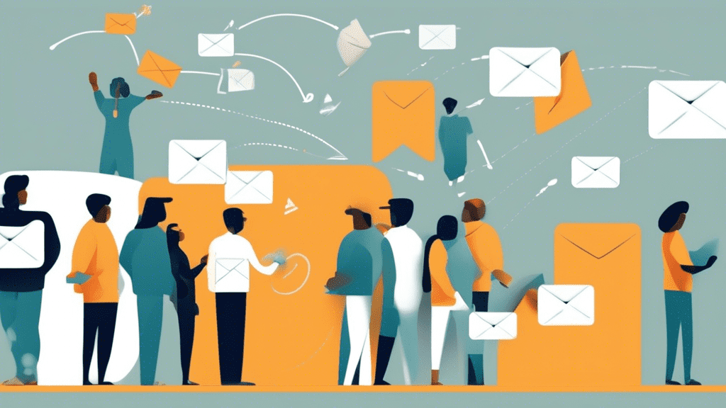 Prompt: A visual representation of an email interface, with the Cc and Bcc fields highlighted and arrows pointing to each, along with a crowd of simplified human figures. The figures next to the Cc fi