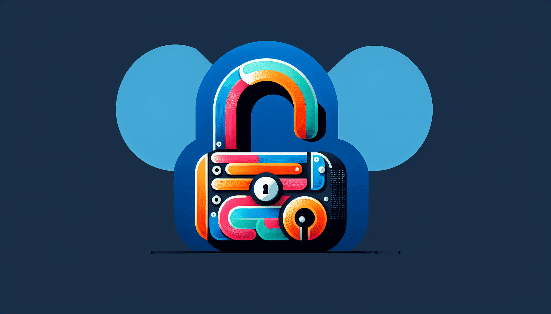 A padlock in the shape of a W with a keyhole shaped like an e