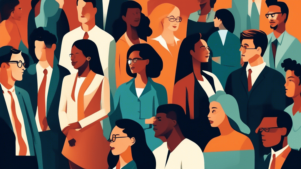 Create an illustration featuring a diverse group of people considering pursuing an LLM degree. Include individuals from different professional backgrounds such as a lawyer, an international student, a