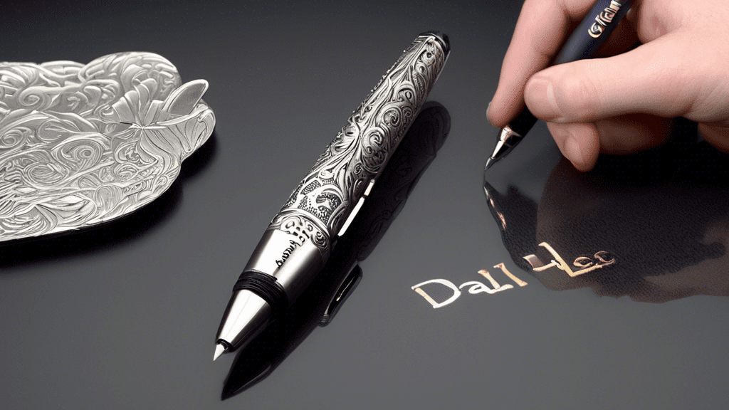 ## DALL-E Prompts for a Culiau Engraving Pen Review:nn**Option 1: Focus on the pen and its capabilities**nn> A gleaming metallic engraving pen with a fine tip, etching intricate swirling patterns onto a polished metal plate, sparks flying. nn**Option 2: Showcase the pen in a creative scene**nn> An artist's hand holding a Culiau engraving pen, delicately adding detail to a miniature silver locket depicting a sunflower, sunlight streaming through a nearby window.nn**Option 3: Emphasize the review aspect**nn> Flat lay photograph of a wooden desk with a Culiau engraving pen, a notepad with handwritten notes and star ratings, and several engraved metal pieces showcasing different techniques.nn**Option 4: Abstract and artistic interpretation**nn> A burst of golden light forming the shape of a Culiau engraving pen, surrounded by swirling lines and patterns reminiscent of engraving work, on a dark, textured background.