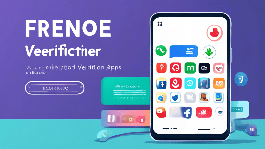 Create a digital illustration of a smartphone with a modern, sleek design on a table. The phone screen displays a message about Free Phone Number Verification with a verification code and checkmark sy