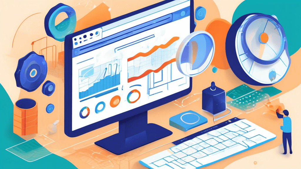 Create an illustration of a computer screen displaying a detailed step-by-step guide on performing a subdomain lookup. The screen shows an interface with various tools and charts, highlighting the pro