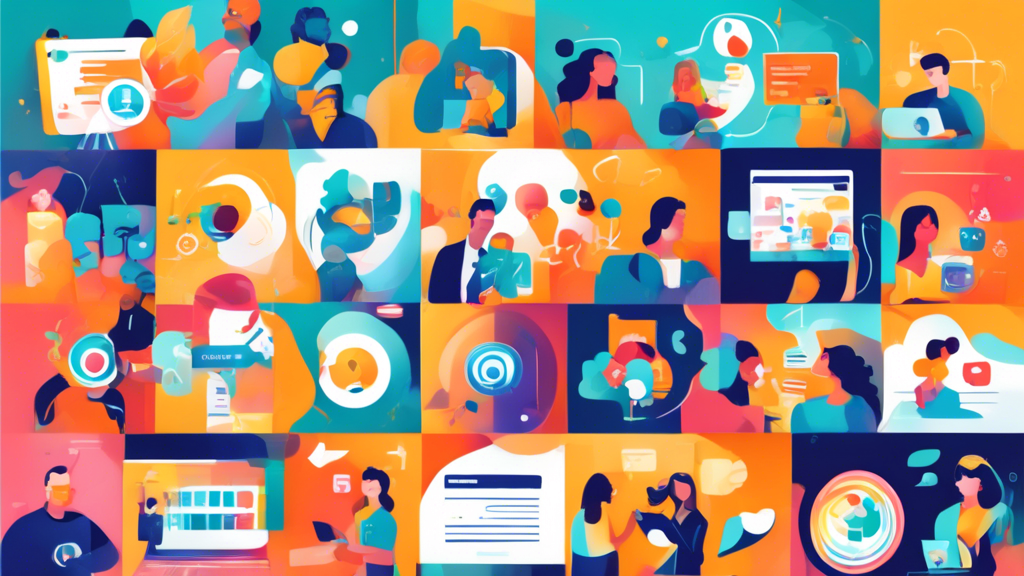 Create an illustration depicting various strategies for audience acquisition. Include key elements like social media platforms (Facebook, Twitter, Instagram), email marketing campaigns, SEO optimizati