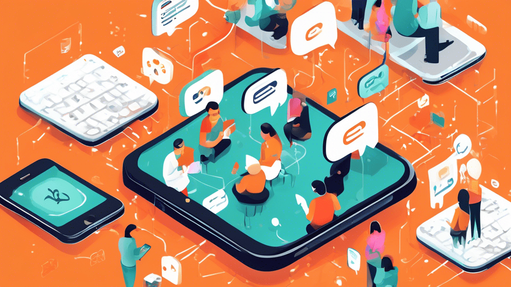 Create an image illustrating the concept of A2P (Application-to-Person) messaging in the context of Reddit. The image should feature a mobile phone with a Reddit app open, alongside various notificati