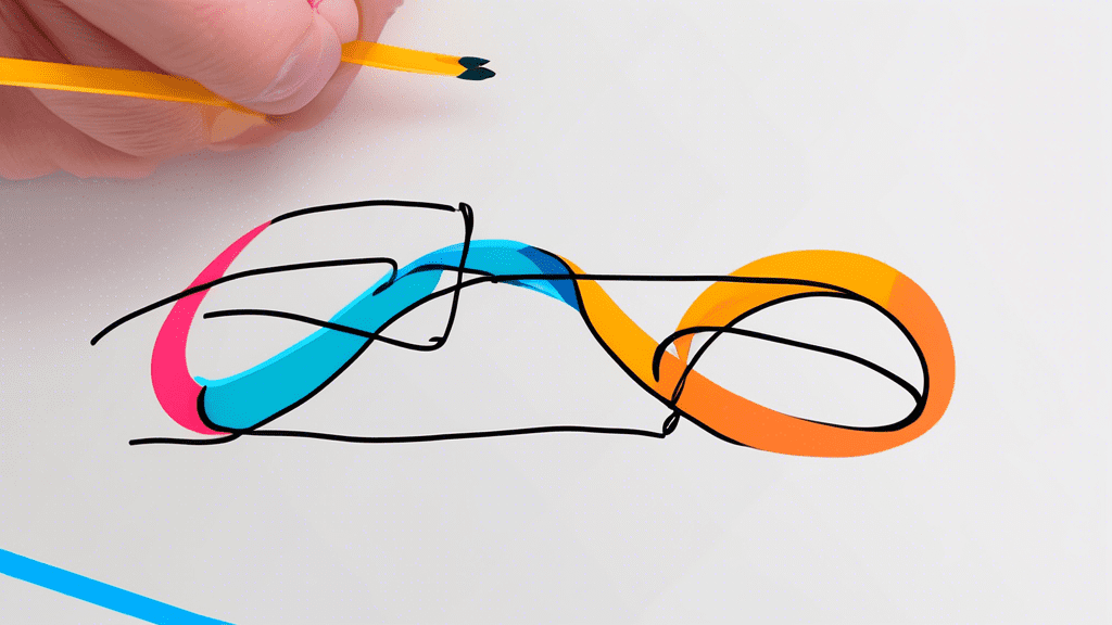 A hand drawing a continuous looping line on a piece of paper, with the words Loop Support written below it.